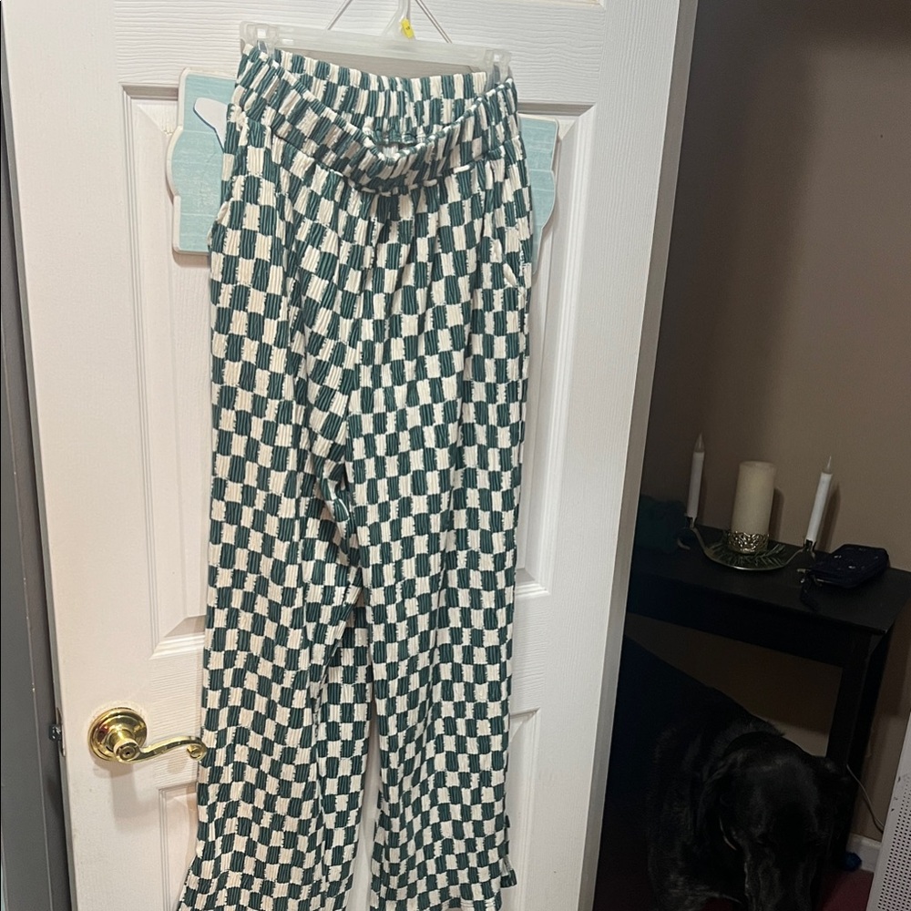 Checkered Flare Cut Pants